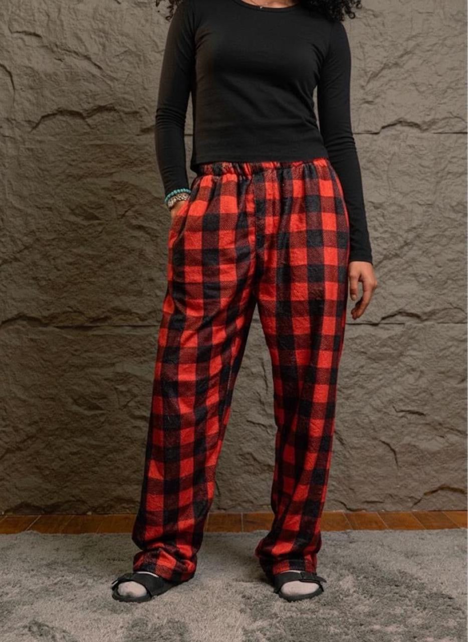Unisex Crimson Check Pants Offer
