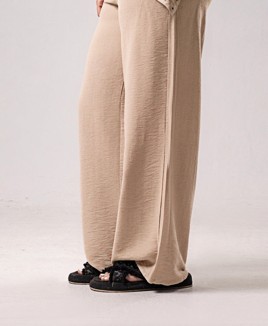 Triad Beige Scarf Linen Pants