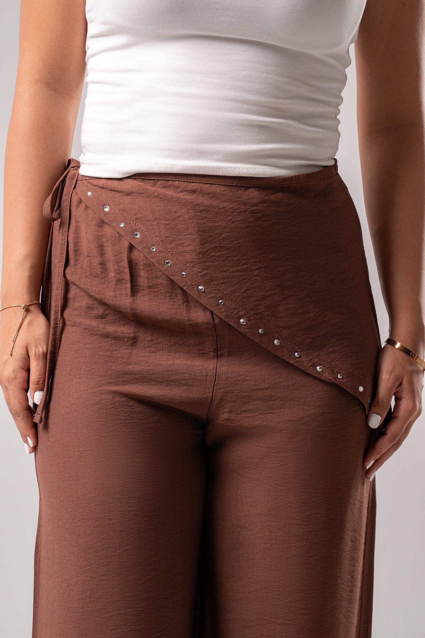 Triad Brown Scarf Linen Pants