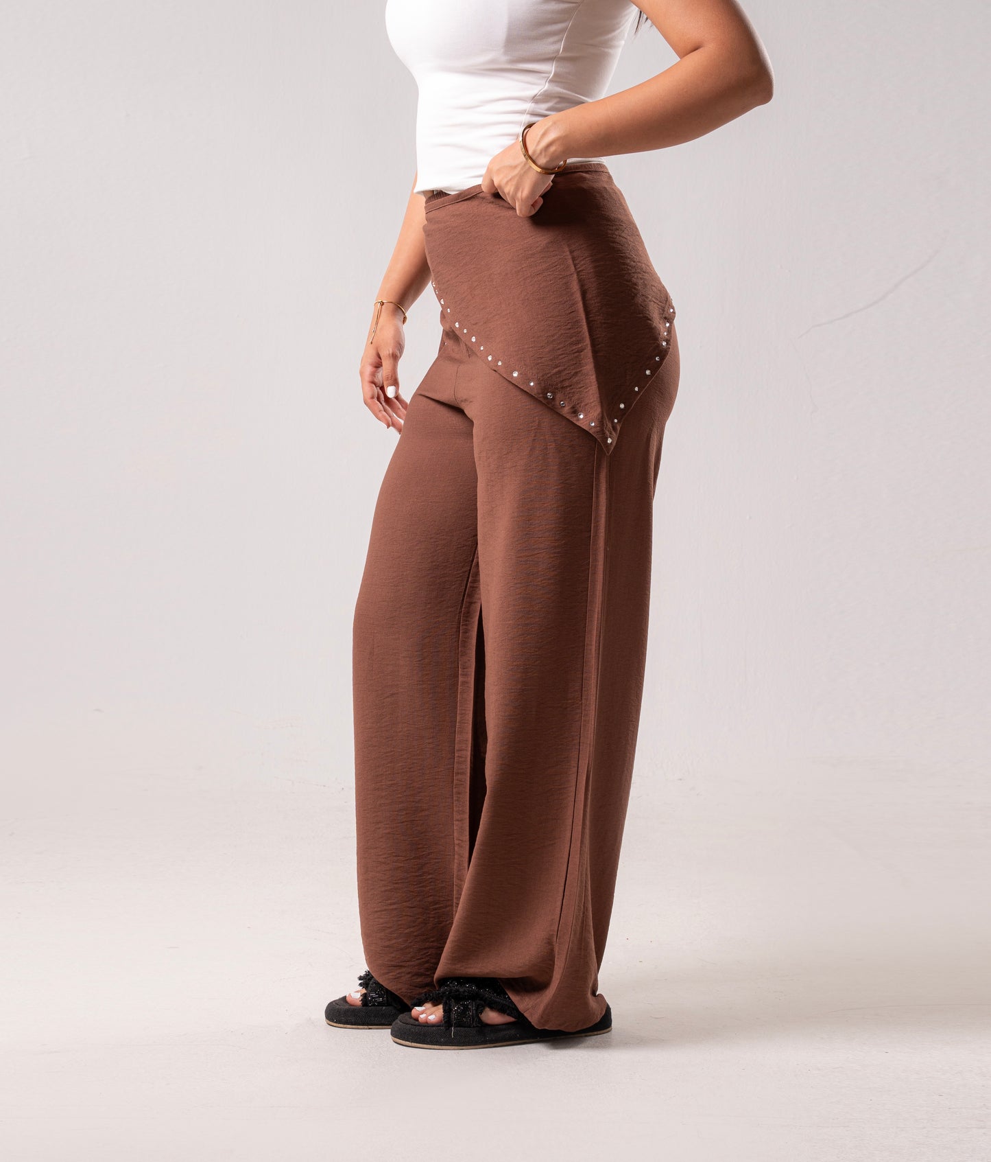 Triad Brown Scarf Linen Pants