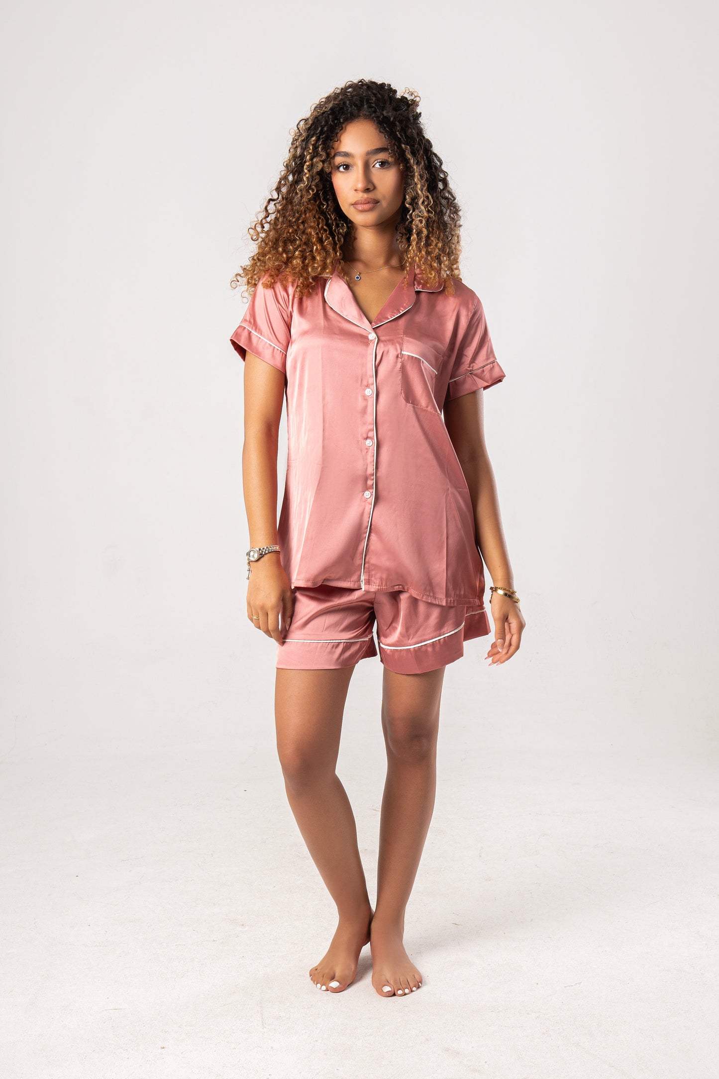 Body Rose Satin Pajama Set