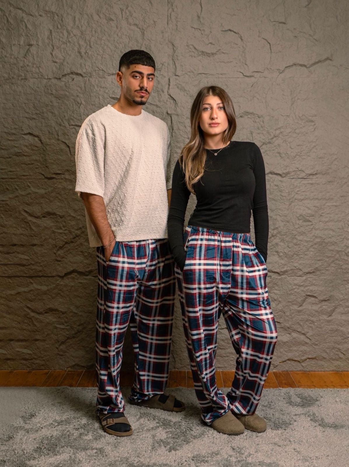 Fluffy White n Blue Unisex Pants