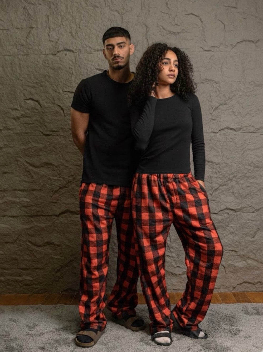 Unisex Crimson Check Pants Offer