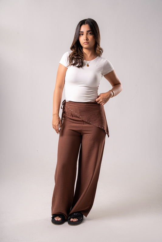 Triad Brown Scarf Linen Pants