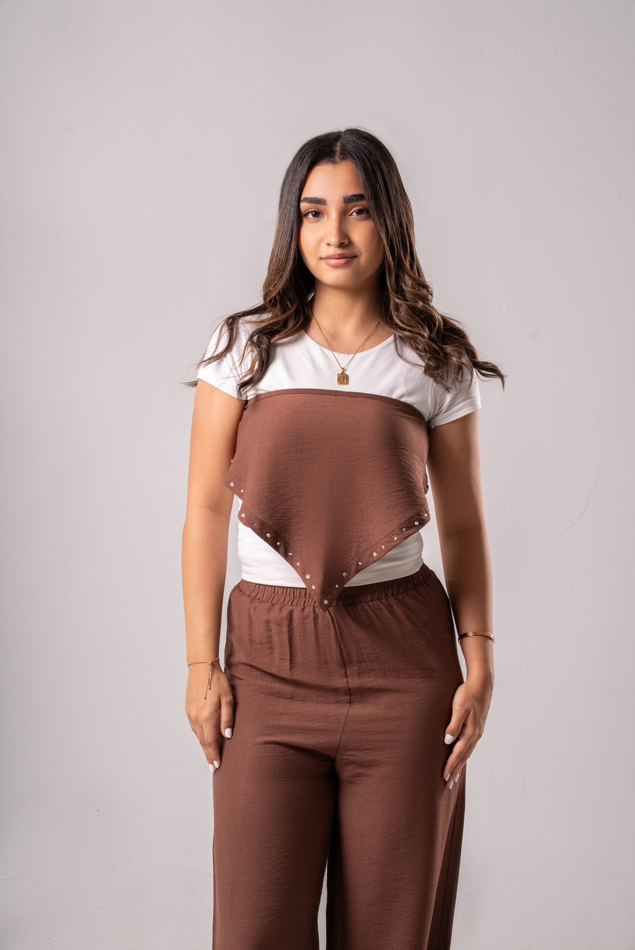 Triad Brown Scarf Linen Pants
